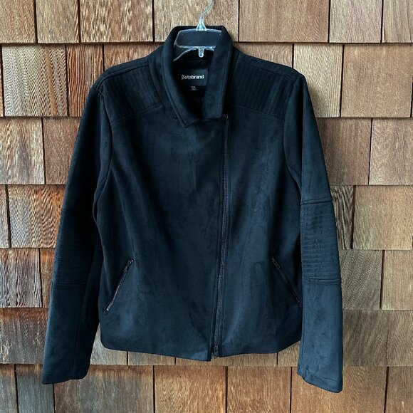 Never Worn Betabrand Bold Black Vegan Suede Moto Jacket in Women's Size XXL - Picture 1 of 11